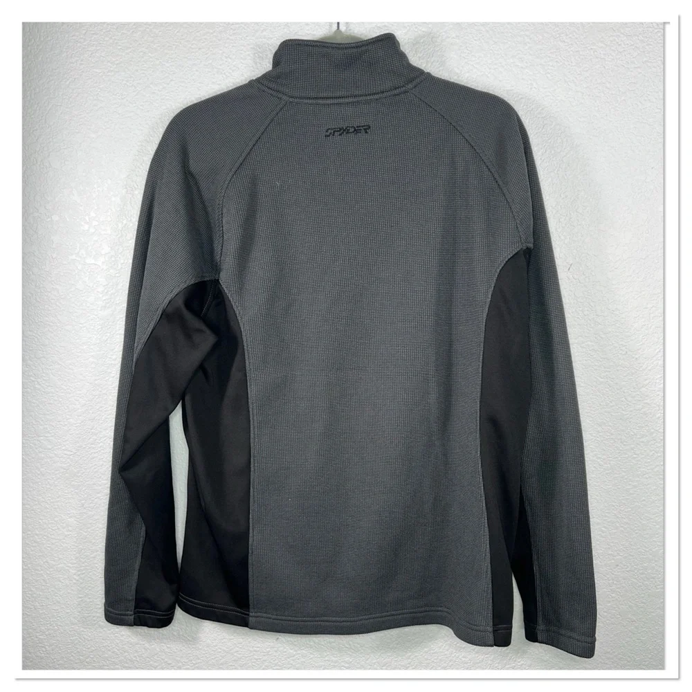 Spyder Full Zip Mens Lightweight Jacket Sz L Black Gray and Black 100% Polyester